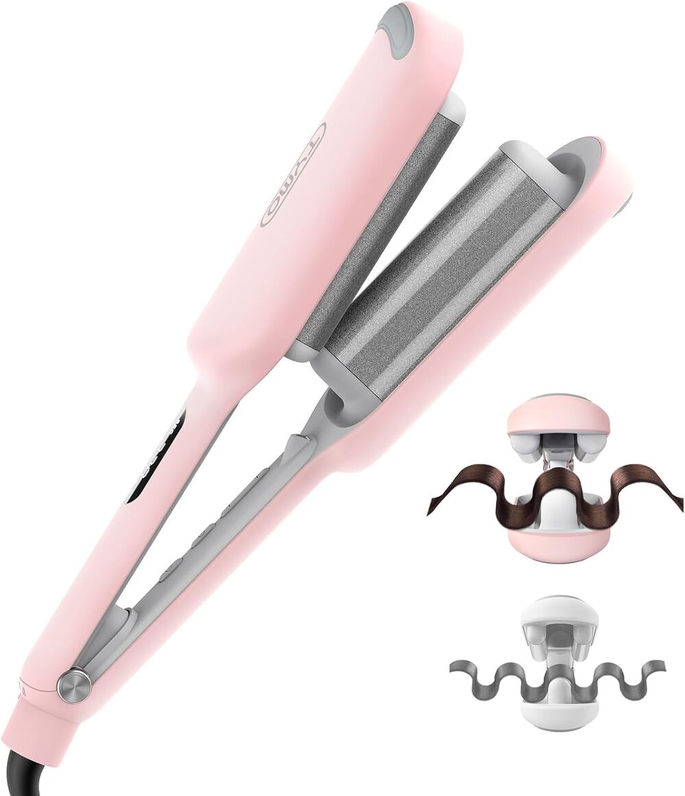 TYMO ROVY 3 Barrel Hair Waver Curling Iron Pink 1.25" Beach Waves New